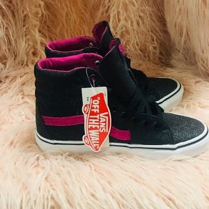 Pink and black sparkle Vans